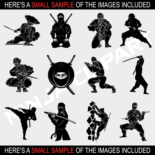 NINJA-NINJAS CLIPART IMAGES-VECTOR CLIP ART-VINYL CUTTER PLOTTER EPS GRAPHICS CD - Picture 2 of 5