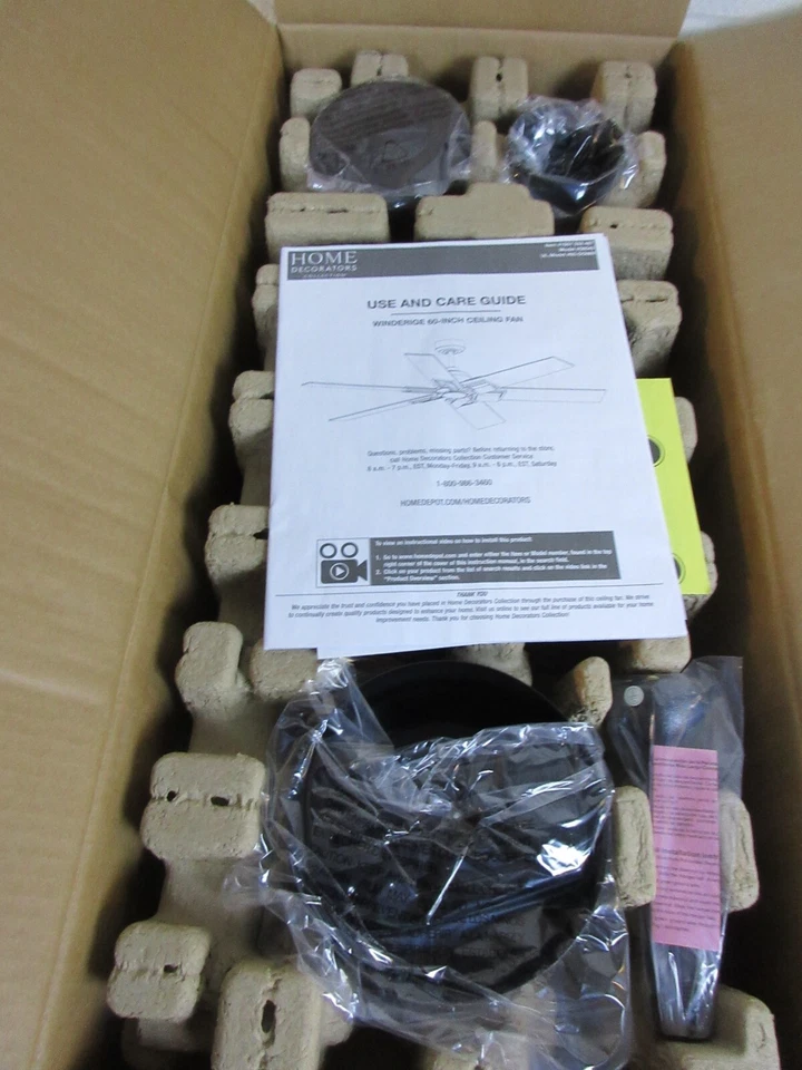 Home Decorators 60 in. Winderige Indoor Matte Black Ceiling Fan with Remote - Image 4 of 4