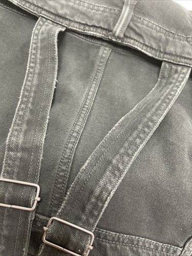 Aerie Wide Straight Leg Overalls Bib Women L Washed Black Painter Boho Casual - Picture 13 of 13