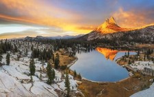 Landscape nature mountains sunset forest snow lake Custom Gaming Mat Desk
