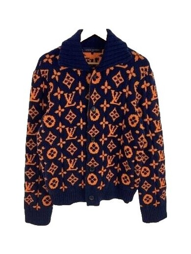 LOUIS VUITTON カーディガン LOUIS VUITTON Cardigan BlackxWhite(Total pattern) XS
