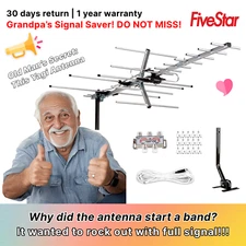 Outdoor HDTV Antenna Yagi 200 Mile Attic Roof Mount TV Antenna + Kit + Pole