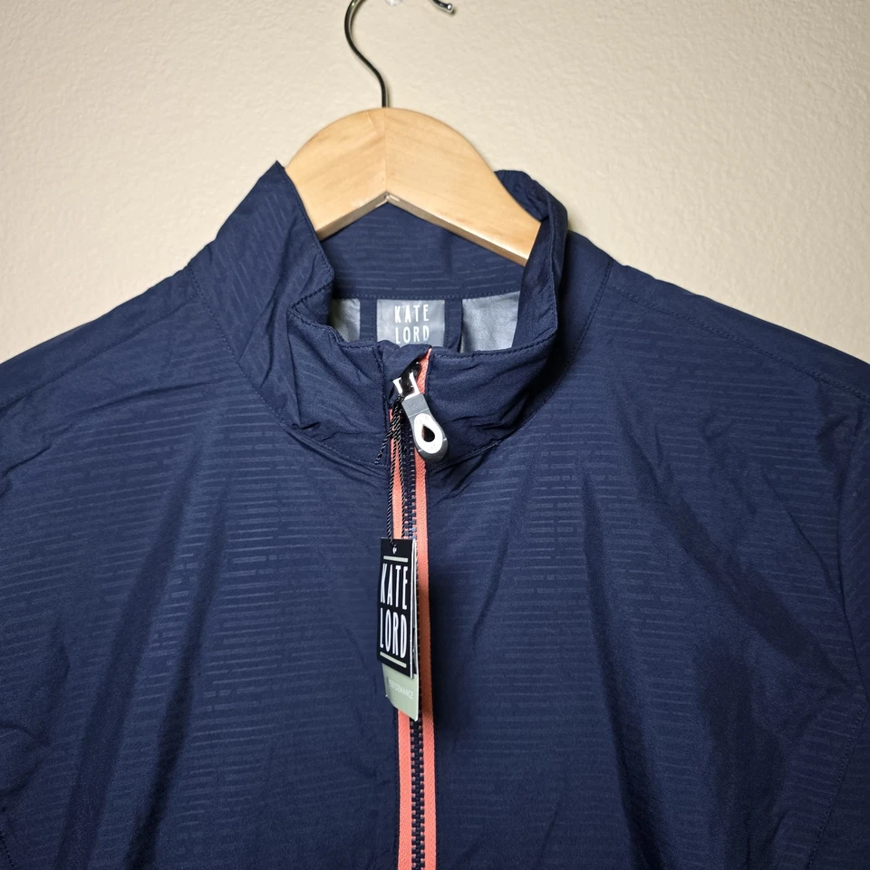 Kate Lord Women’s Size Large Navy Blue Windbreaker Jacket Lightweight Zip-Up NWT - Image 3 of 4