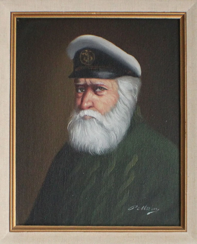 VTG David Pelbam Signed Sea Captain Framed Oil on Canvas Nautical Maritime Art - Image 2 of 4