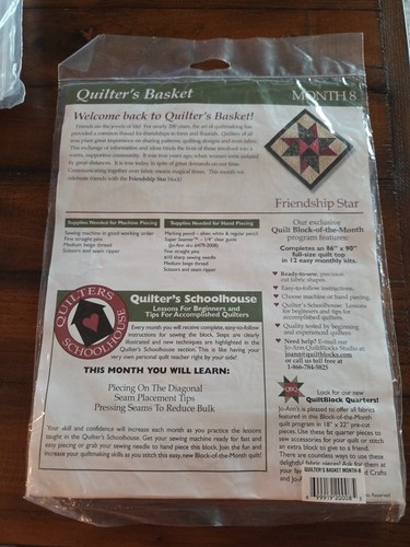 Quilters Basket Block of the Month 8 JoAnns Ready to Sew Precut Fabric - Picture 2 of 2