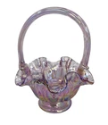 Fenton Mini Glass Basket Purple Pink Violet Iridescent