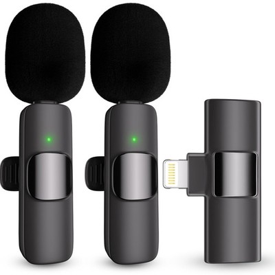 Professional Wireless Lavalier Lapel Dual Mic, Lightning Port (2 Pack)
