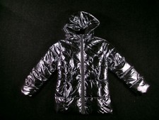 Wonder Nation Coat Girls XS 4-5 Silver Hooded Faux Fur Lined Puffer Jacket