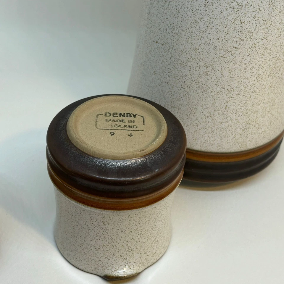 Vintage Denby Stoneware Potter's Wheel COFFEE POT CREAMER SUGAR BOWL - 1970s - Image 4 of 4