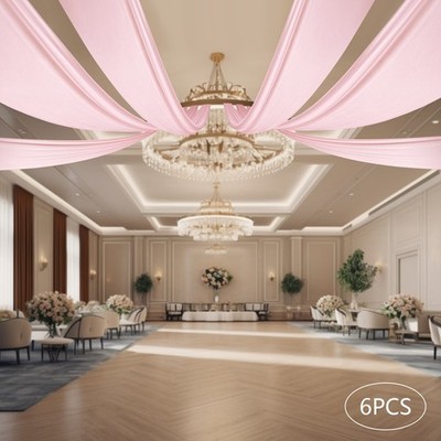 6PCS 5x30FT Ceiling Drapes Ceiling Draping Backdrop Curtains for Party Wedding