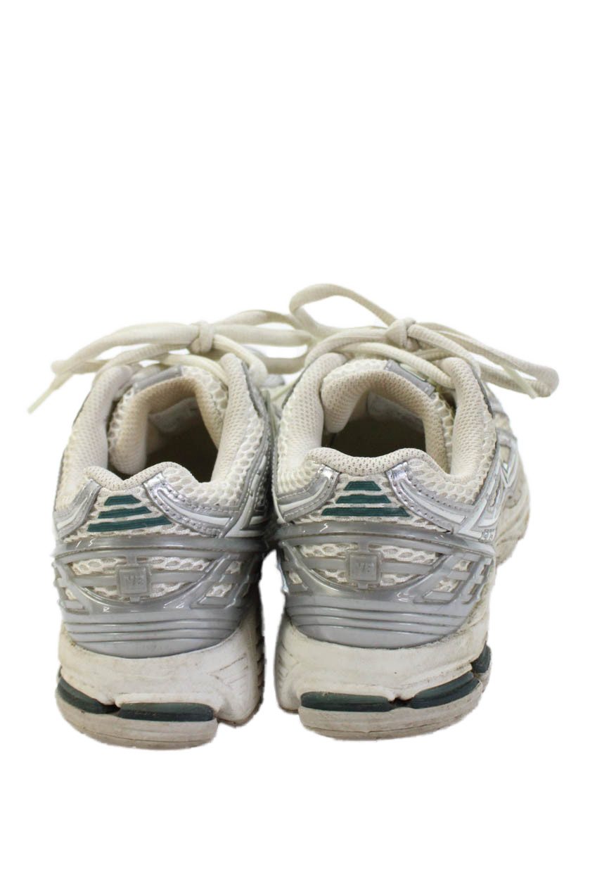 New Balance Womens Lace Up N Lock Knit Metallic Sneakers White Silver Size 7 thumbnail 3