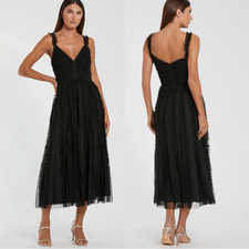 NEW MAC DUGGAL Black Sleeveless Ruffle Tiered Dress