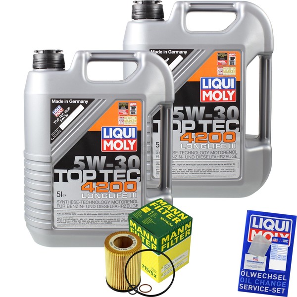 Mann Inspektionspaket 10L Liqui Moly Top Tec 5W-30 FüR BMW 6Er Cabriolet E64-image