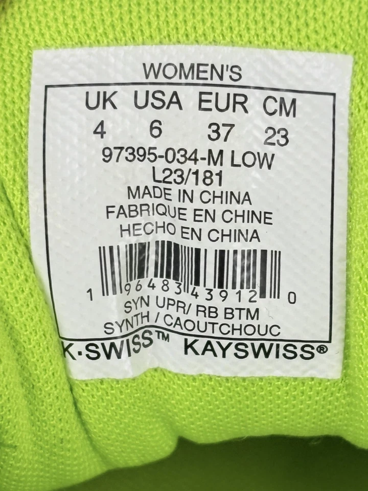 Zapatos de equipo K-Swiss Ultrashot para mujer 6 grises blancos lima cancha de tenis pickleball Foto 3 de 4