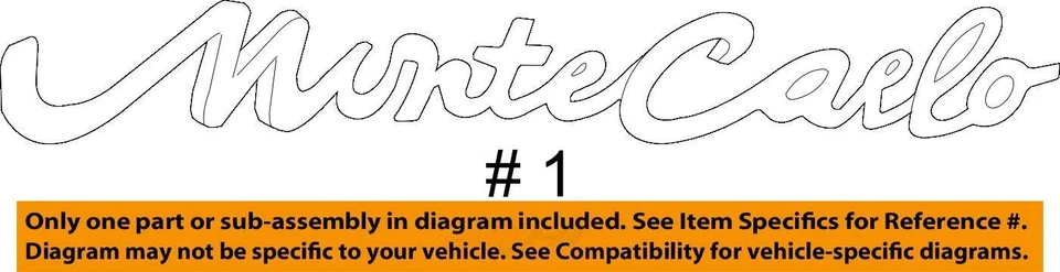 Chevrolet Monte Carlo 2000-2001 placa ASM R/CMPT TAPA NA *R 10402609 - NUEVO OEM Foto 3 de 3