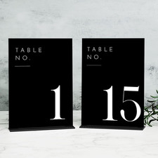 Wedding Black Table Numbers 1-15 with Stands, 5"X7" Black Acrylic Table Numbers