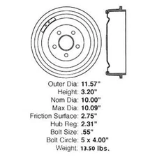 For Dodge Dart 1965-1972 iD Select 123-63007 Front Brake Drum
