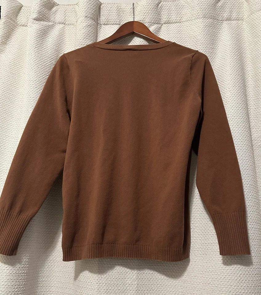 Talbots Women's Brown Sweater with Herringbone Weave Size Medium - Image 4 of 4