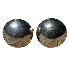 VTG OVERSIZED DEAD PAWN SOUTHWEST STERLING BENCH BEAD STUD SCREW BACK EARRINGS