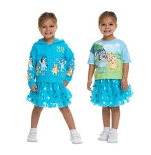Bluey Girls Boys Tutu Set Blue Multicolor 3-Piece Hoodie T-Shirt Skirt Ballet