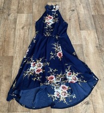 Mela London Dress Womens Size UK 10 Navy Blue Floral Print Design Summer