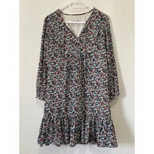 J.Crew Floral Shift Dress Womens XXS Multi-Color Excellent Ruffle Hem H5407
