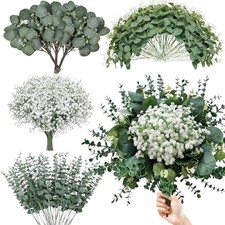 HUAHUA Stems, Baby Breath Flowers 120 Pcs 4 Kinds Mixed Eucalyptus Greenery