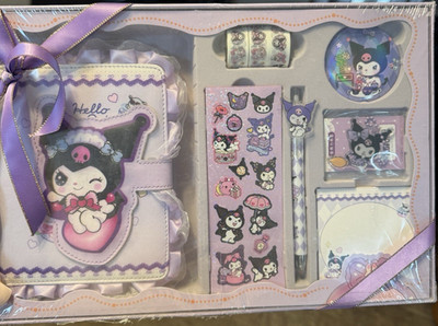 Kuromi Purple Stationery Gift Set w/ Notebook Pen Stickers Tape