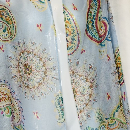 Sheer Scarf / Shawl / Wrap – Pale Blue & Pink Paisley. 34 x 72 inch - Picture 3 of 6