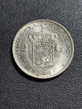 1944-D Curacao/Netherlands 2 1/2 Gulden/Silver