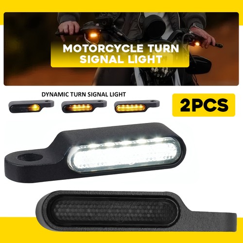 2PCS Mini Motorcycle Black LED Turn Signal Blinker Lights Amber For Harley Dyna