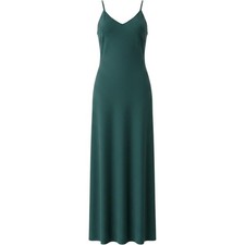 Rebecca Vallance Forest Green Silk Slip Maxi Dress Spaghetti Strap V NWOT