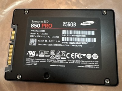 Samsung 850 PRO 256GB 2.5'' SSD Solid State Drive Tested, Wiped - MZ-7KE256