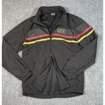 Emporio Armani EA7 Windbreaker Rain Jacket Hoodie Men's Medium Racing Stripe Bl