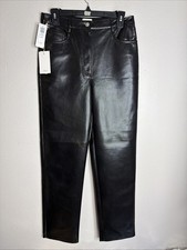 Wilfred Aritzia Black Faux Leather Straight Leg Pants Women Size 8 Melina NWT