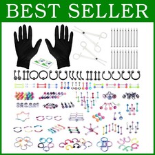 156PC Body Piercing Kit - Stainless Steel Jewelry Set
