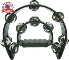 Half Moon Musical Tambourine Double Row Metal Jingles Hand Held Percuss