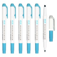 6Pack Broad and Round Tips Highlighter, Light Blue