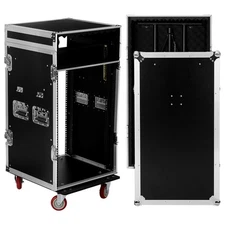 TOYANDONA 16U Rack Case w/ 2U Drawer, 11U Slant Mixer Top, DJ Table (MR-DR16UT)