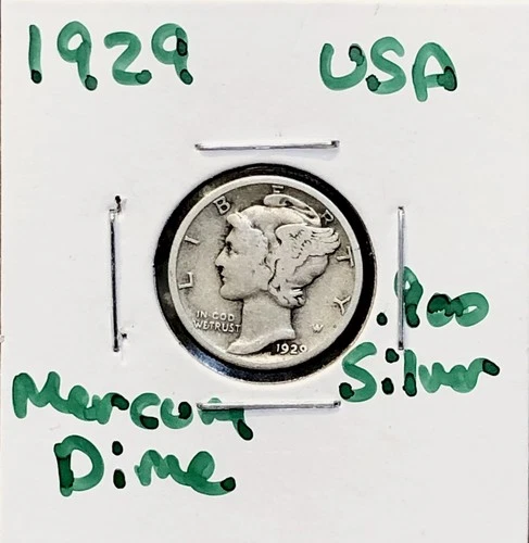 1929 Mercury Dime - .900 Silver Coin VF C