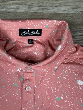 Bad Birdie Polo Shirt Mens Medium Paint Splatter Golf Performance Short Sleeve