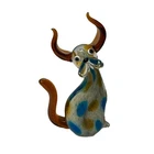 Vintage Handblown Dog Figurine Diamond Star Corp Art Glass Murano Style 9"