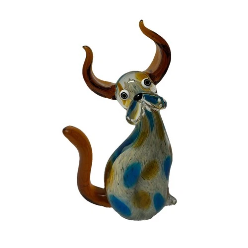 Vintage Handblown Dog Figurine Diamond Star Corp Art Glass Murano Style 9"