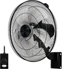 Simple Deluxe 18 Inch Wall Mount Fan 90 Degree Horizontal Oscillation - Black