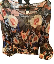 Willow & Root Floral Blouse L Boho Witchy Whimsigoth Cottagecore Romantic Fairy