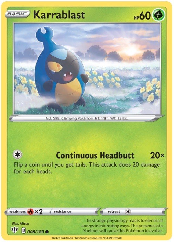 Karrablast - 008/189 - Common (Mp) Darkness Ablaze - Grass Pokémon