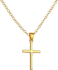 Authentic Women’S Dainty Layered Cross Necklace – 14K Gold Plated/Simple Small Pendant/16-