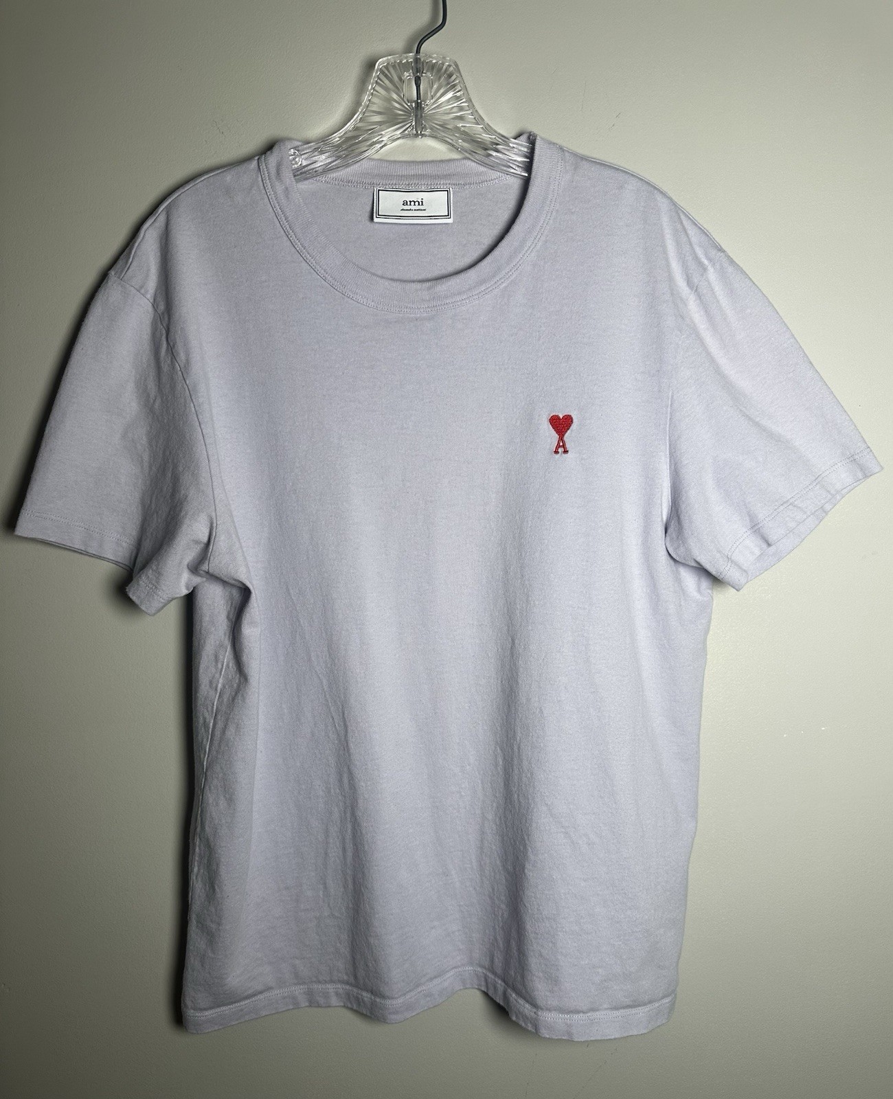 $120 AMI Alexandre Mattiussi SZ L Washed Purple Ami Heart Logo T Shirt  Flawless