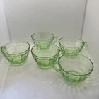 Block Optic by Anchor Hocking, Lot Of 5 Green Cups Vintage