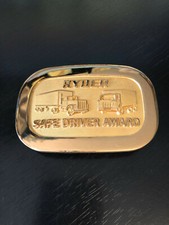 Vintage Collectible Ryder Safe Driver Award Trucks Semi Metal Belt Buckle